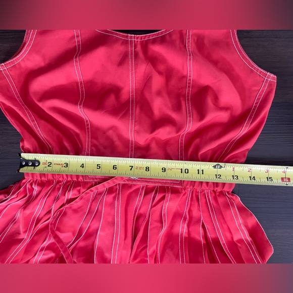 $495 Silk LOVEBIRDS Dress Contrast Stitching Orange Zipper Midi Dress Size Small - Picture 6 of 11